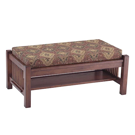 Mission Style Coffee Table with Upholstered Ottoman Pad